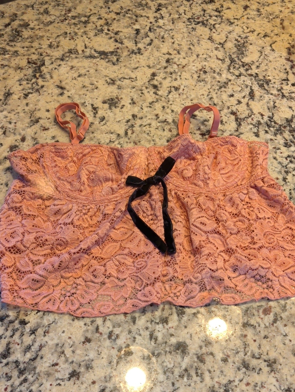 Out From Under Pink Lace Bralette With Black Bow Intimate Wear